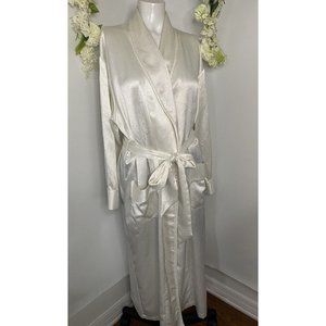 Victoria's Secret Vintage Ivory Satiny Fabric Long Robe Belted Size Petite Small
